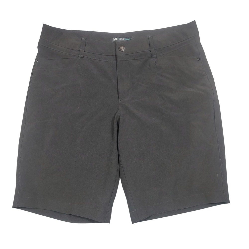 Lee Active Performance Shorts Womens 10 Black Stretch Solid Polyester Blend
